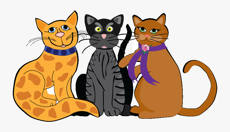These Cats Are Orange Cat On The Left, Black Cat In - Cats Clip Art, Transparent Clipart