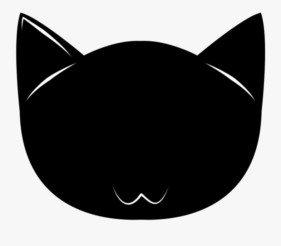 Cat,black Cat,small To Medium Sized And White - Cute Cat Face Silhouette, Transparent Clipart