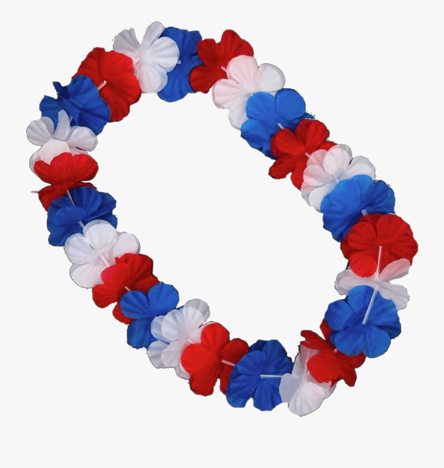 Red, White And Blue Hawaiian Flower Necklace Clip Arts - Flower Necklace Png, Transparent Clipart