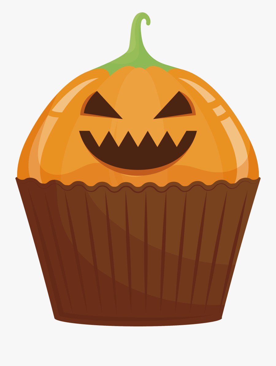Jack O Lantern Cupcake Calabaza Halloween Cake Cucurbita - Jack-o'-lantern, Transparent Clipart
