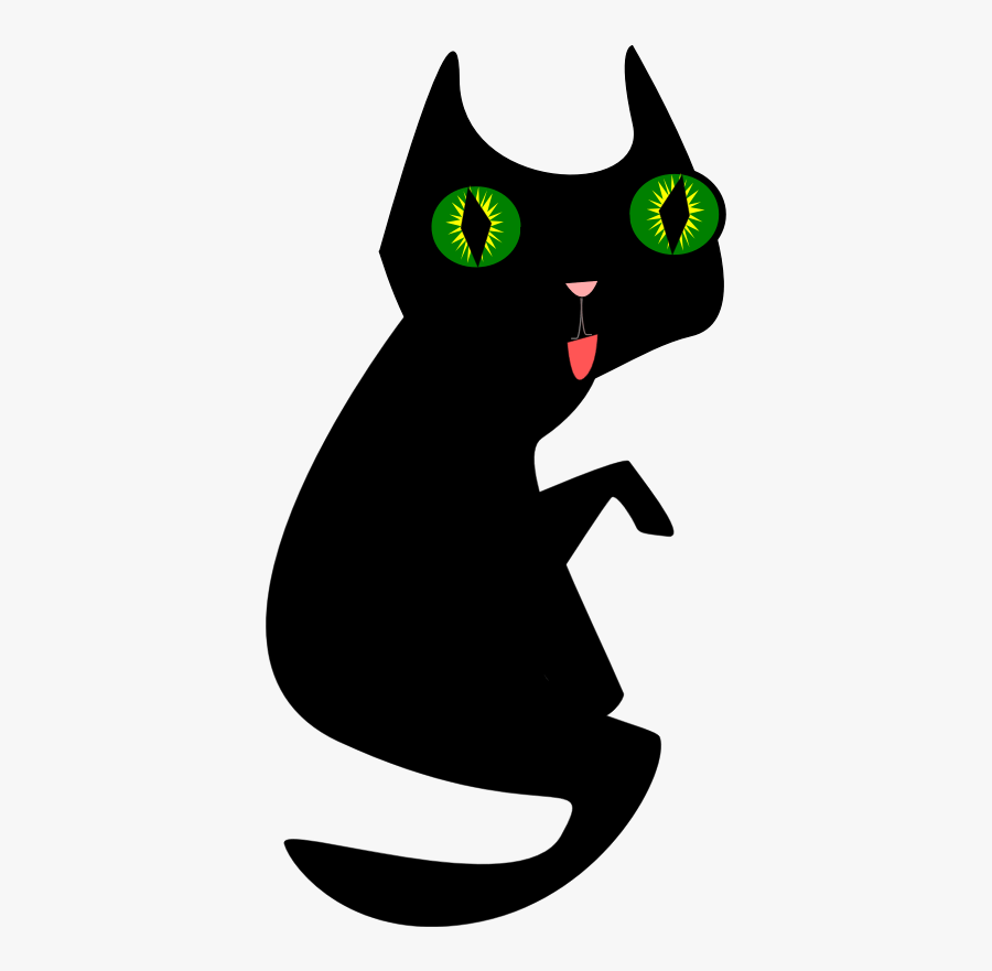 Clip Art Black Cat 2012 June Art - قطة سوداء عيون خضراء, Transparent Clipart