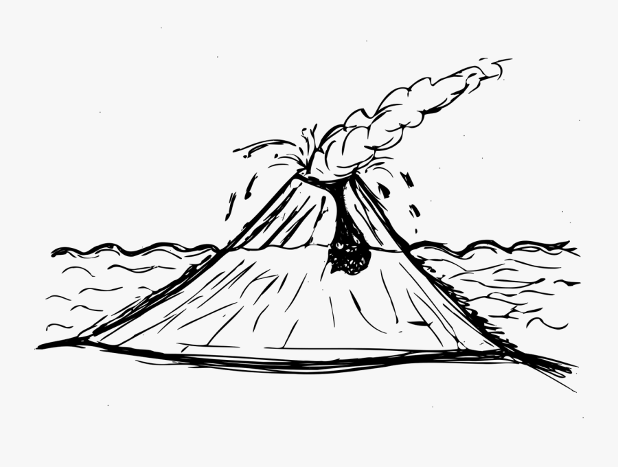 Volcano, Sea, Eruption - Gunung Berapi Hitam Putih, Transparent Clipart