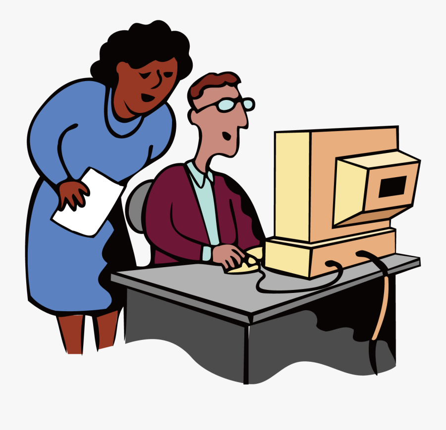 Computer Download Clip Art - Computer Man On Working Clipart, Transparent Clipart