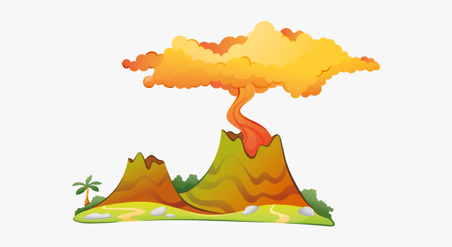 Dinosaurs Clipart Volcano - Illustration, Transparent Clipart