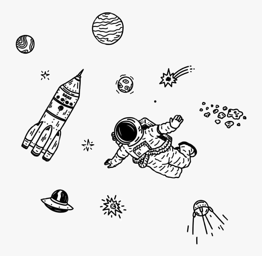 Edits Outerspace Galaxy Space Astronaut Drawing Sketch - Space Drawing Aesthetic, Transparent Clipart