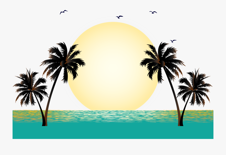 Summer Vacation Beach - Palm Trees Vector Png, Transparent Clipart