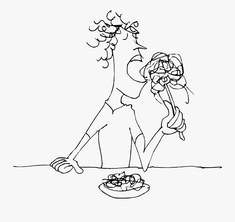 Eating Spaghetti Clip Arts - Black And White Clipart Girl Eating Spaghetti, Transparent Clipart
