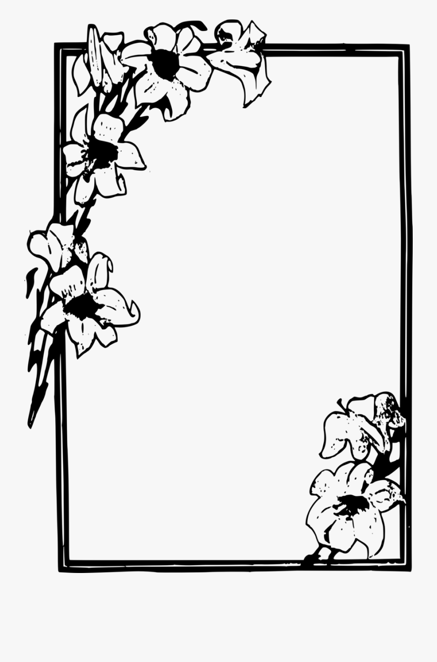 Simple Flower Frame Clipart Picture Frames Flower Clip - Flower Frame Clipart Black And White, Transparent Clipart