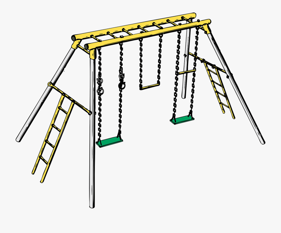 Swing Set Playground Toys Kids Play Fun Childhood - Swings Black And White, Transparent Clipart