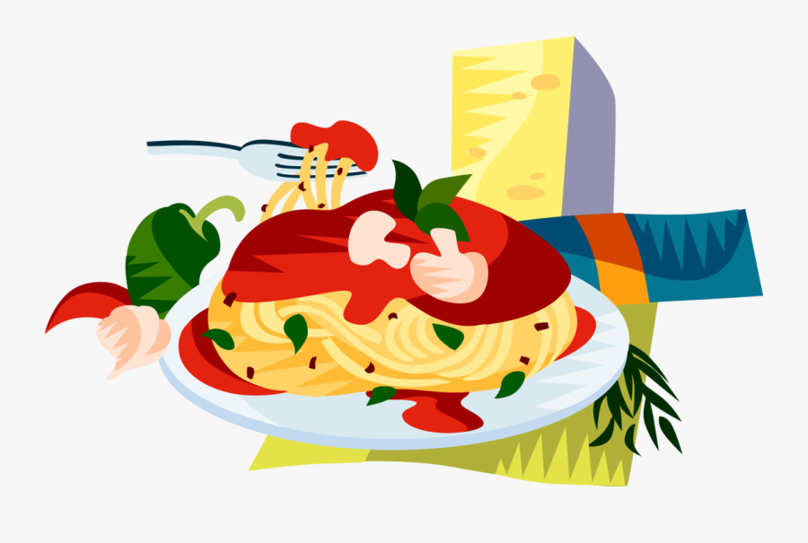 Vector Illustration Of European Italian Cuisine Spaghetti - Dibujo De La Piramide Nutricional, Transparent Clipart