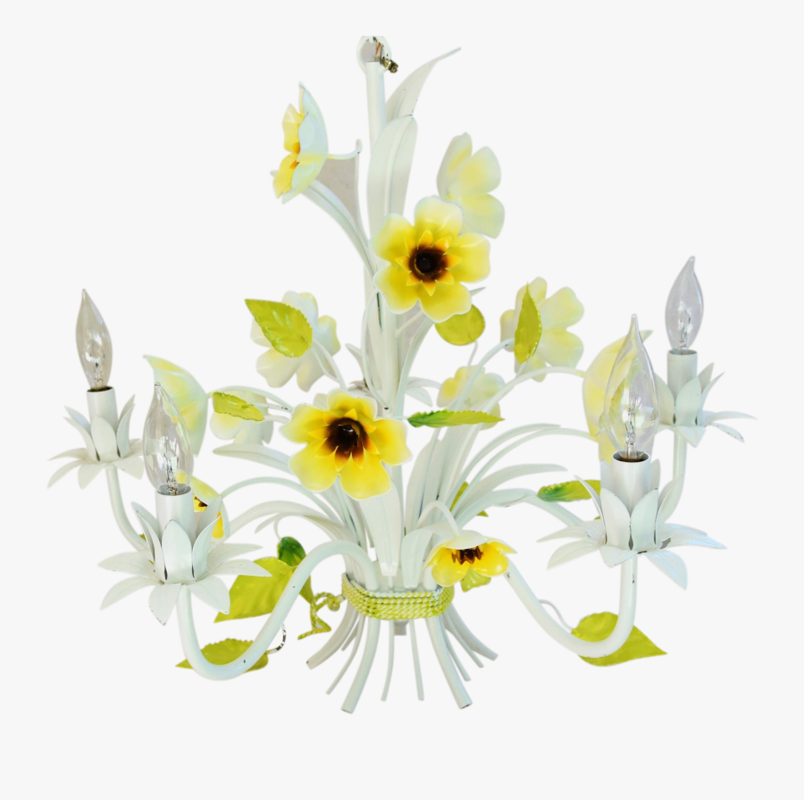 Vintage Italian Five-arm/light Daisy Flower Tole Chandelier - Sunflower, Transparent Clipart