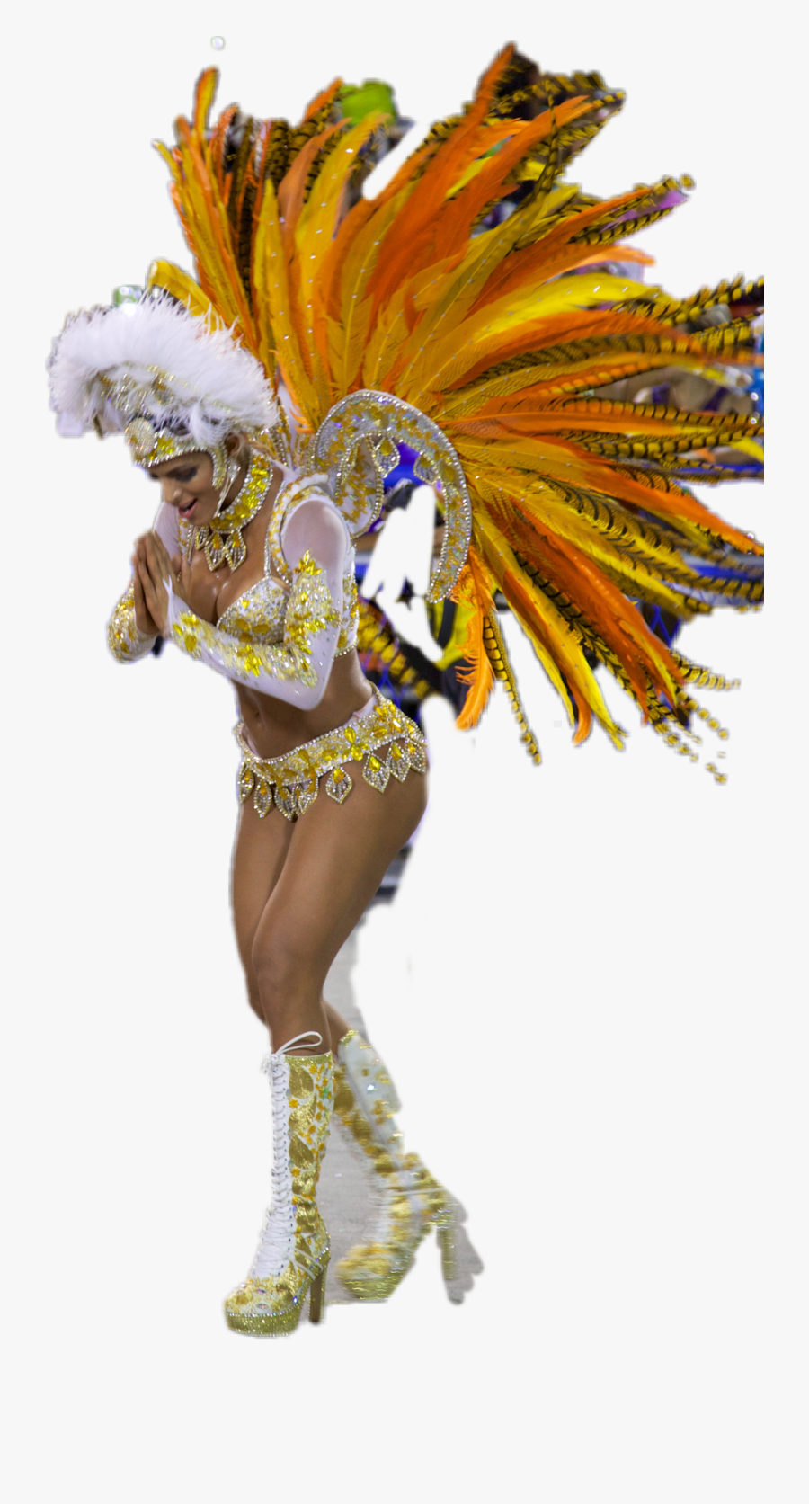 #carnaval #feathers #dancer #brazil #orange - Carnival, Transparent Clipart