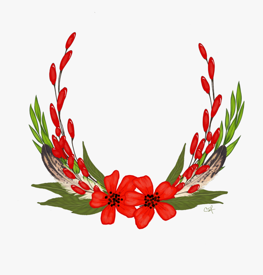 Flowers Floral Wreath Frame Freetoedit - Red Floral Wreath Png, Transparent Clipart