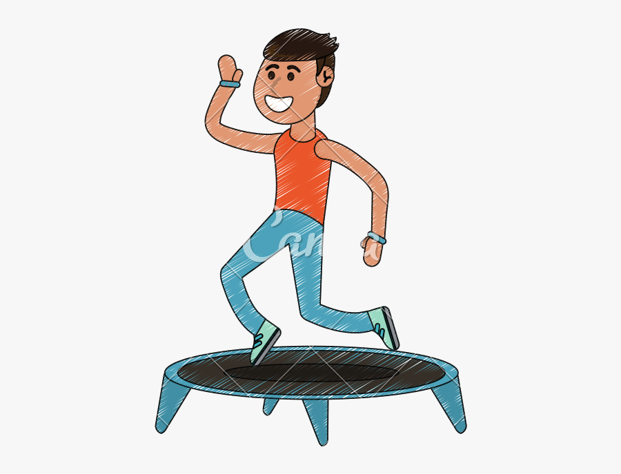 Trampoline Clipart Jumped - Cartoon, Transparent Clipart