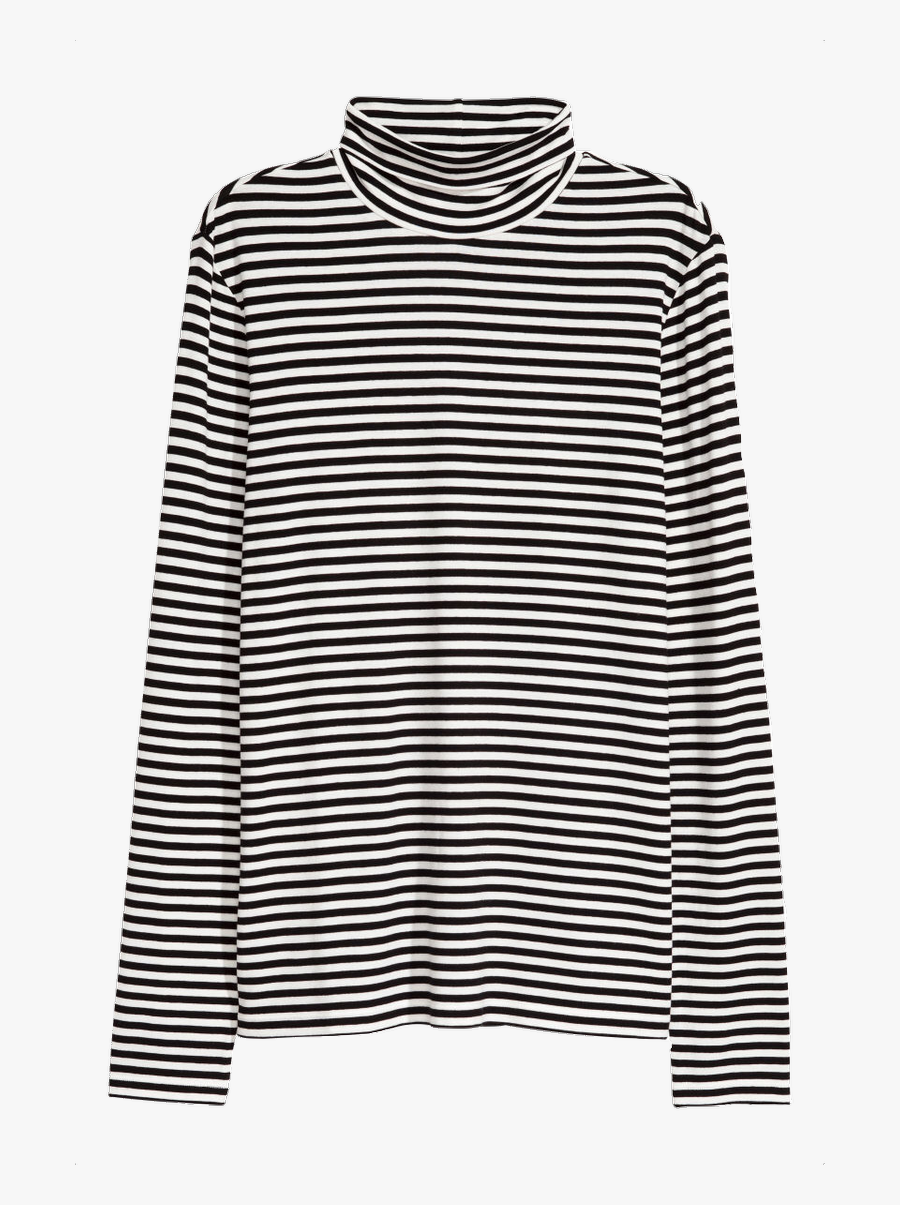 Black White Striped Turtleneck - Golf W Paski H&m, Transparent Clipart