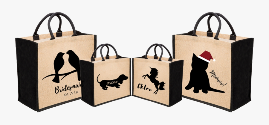 Personalised Eco Friendly Jute Tote Gift Bag Examples - Personalised Jute Shopping Bags, Transparent Clipart