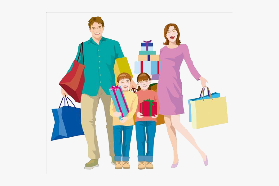 Shopping Bag Family Clip - Go Shopping With Family, Transparent Clipart