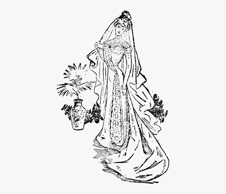 Line Art,victorian Fashion,art - Wedding Dress, Transparent Clipart
