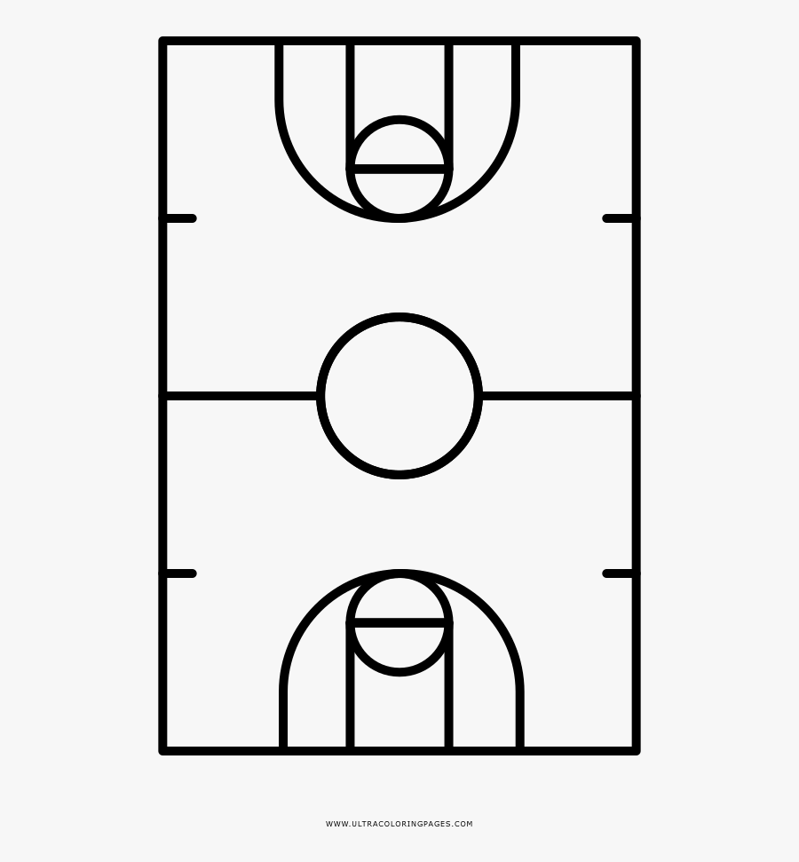 Basketball Court Coloring - Drawing Basketball Court, Transparent Clipart
