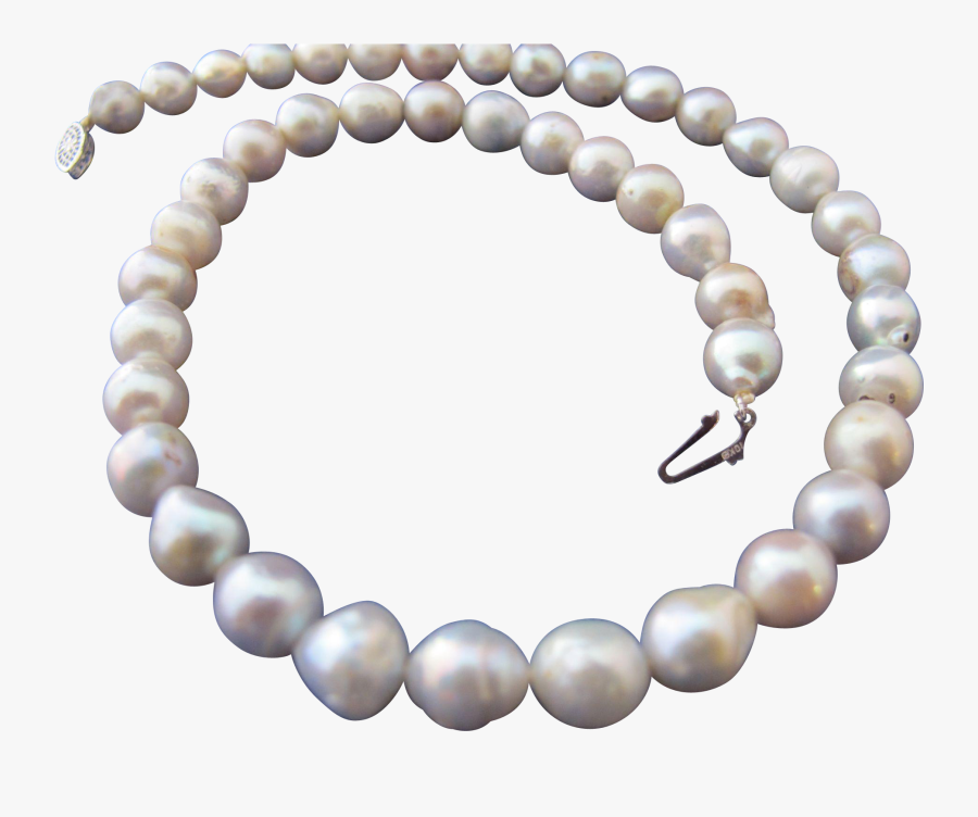 Vintage Necklace With K White Gold Clasp - Pearl, Transparent Clipart