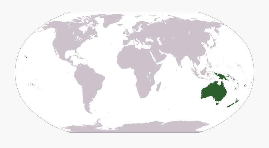 World Map With Oceania Highlighted, Transparent Clipart
