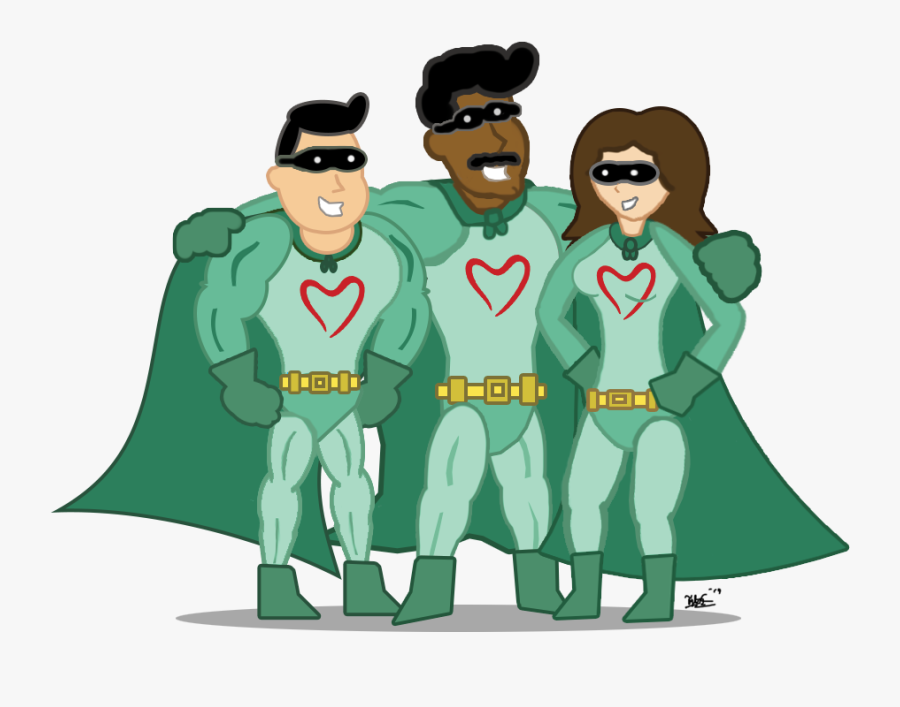 Living Resources Superhero Trio - Cartoon, Transparent Clipart