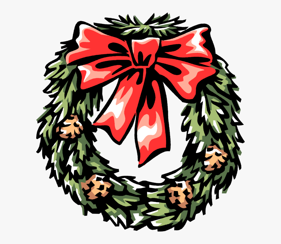 Vector Illustration Of Festive Season Christmas Wreath, Transparent Clipart