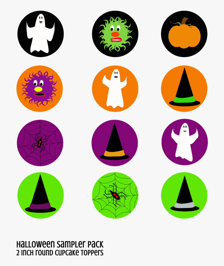 Halloween Printable Cupcake Toppers, Transparent Clipart