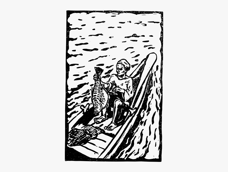 Man And Fish - Illustration, Transparent Clipart