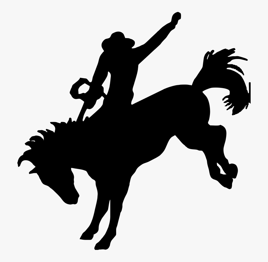 Horse Bronc Riding Bronco Bucking Clip Art - Silhouette Cowboy Riding Horse, Transparent Clipart