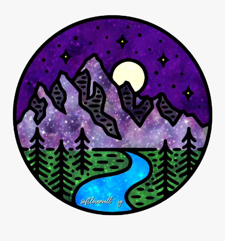 #forest #nighttime #wilderness #mountains #mountainrange - Circle, Transparent Clipart