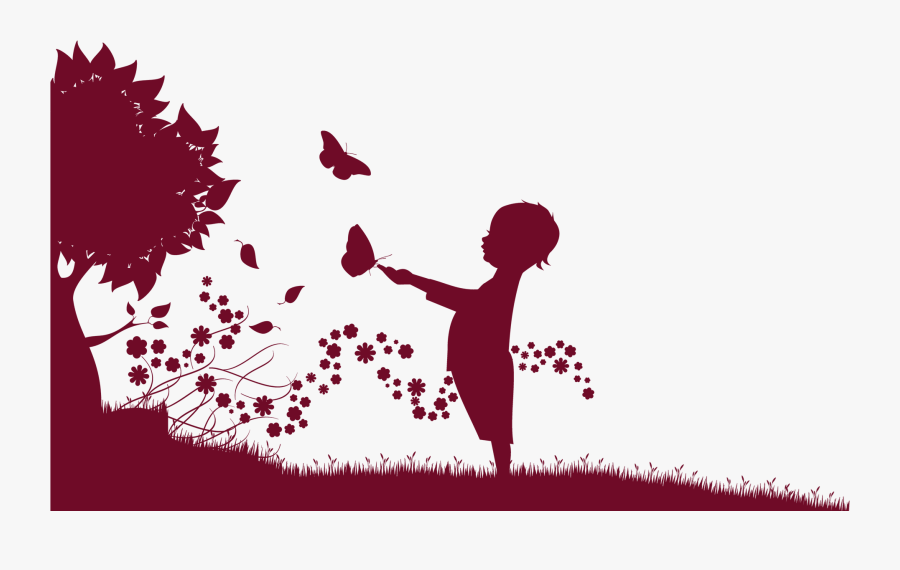 Boy And Butterfly Silhouette, Transparent Clipart