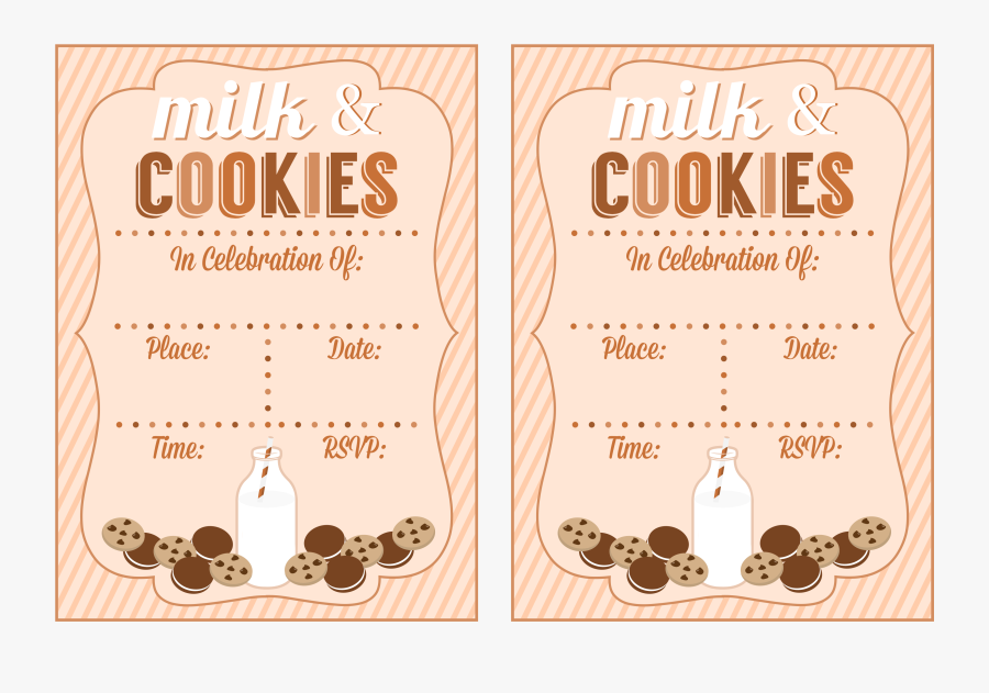 Milk And Cookies Invite, Transparent Clipart