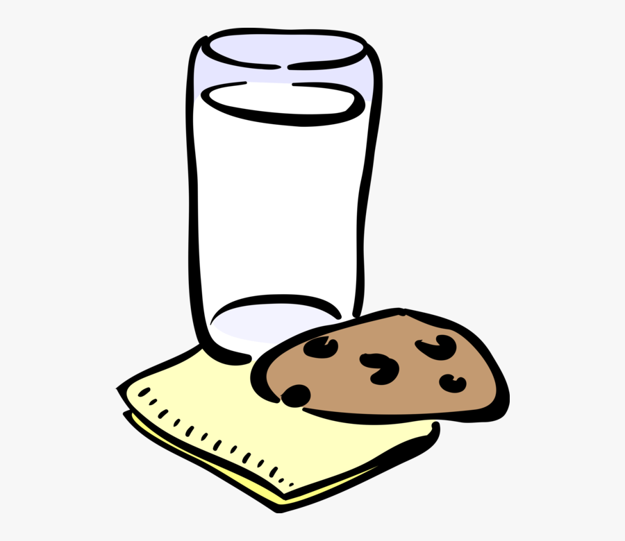 Vector Illustration Of Dairy Milk And Cookie Food Snack - Chocolate Chip Cookie Chemical Reaction, Transparent Clipart