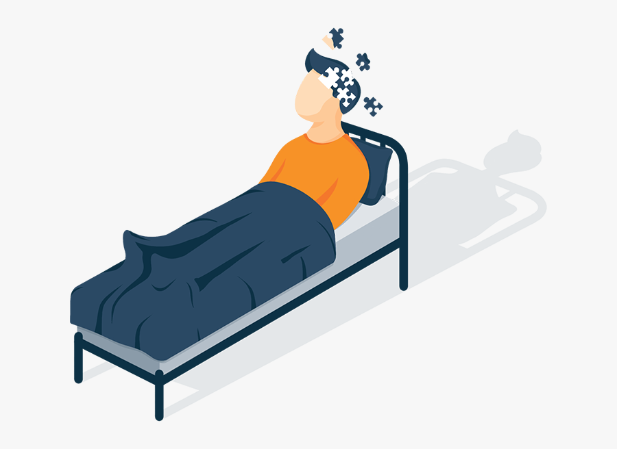A Man With Bad Thoughts Lying In His Bed Illustration - Illustration, Transparent Clipart