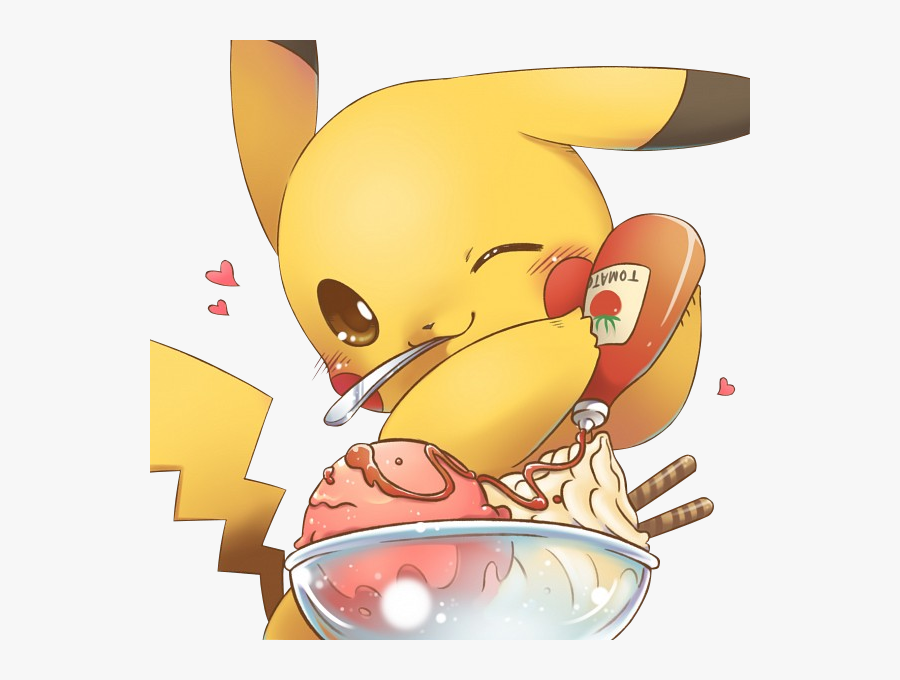 Anime, Cute, Icecream - Pikachu Ketchup Fan Art, Transparent Clipart