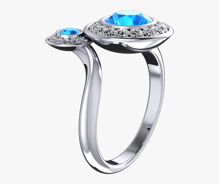 Natural Blue Topaz And Diamond Halo Ring Style - Engagement Ring, Transparent Clipart