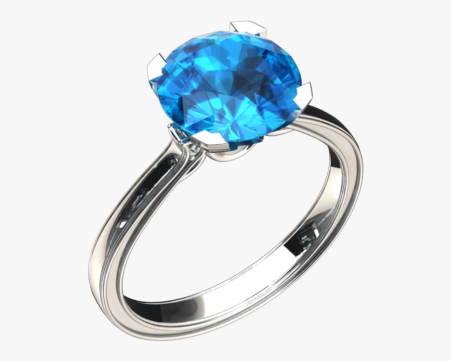 Natural Blue Topaz Solitaire 14k Gold Ring Style - Ring, Transparent Clipart