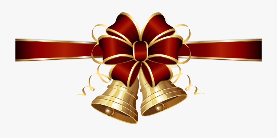 Transparent Jingle Bell Clipart Black And White - Christmas Bells With Ribbon, Transparent Clipart