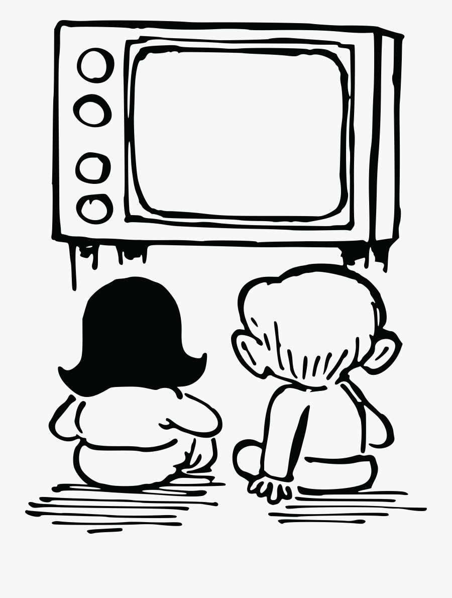 Transparent Television Clipart - Watching Tv Clipart Black And White, Transparent Clipart