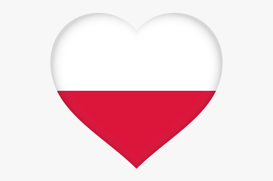 Poland Flag Heart Shape, Transparent Clipart