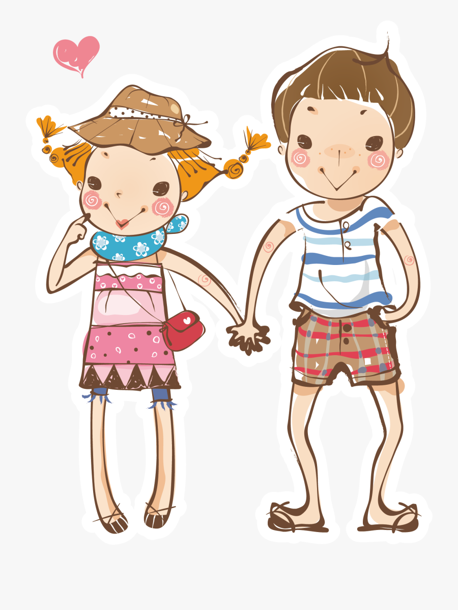 Child Cartoon Beach Illustration - หญิง เกาะ แขน ชาย การ์ตูน, Transparent Clipart