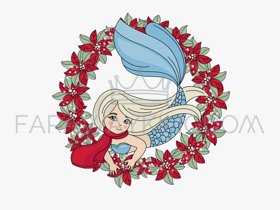 Nature Clipart Vector Illustration Mermaid - Christmas Mermaid, Transparent Clipart