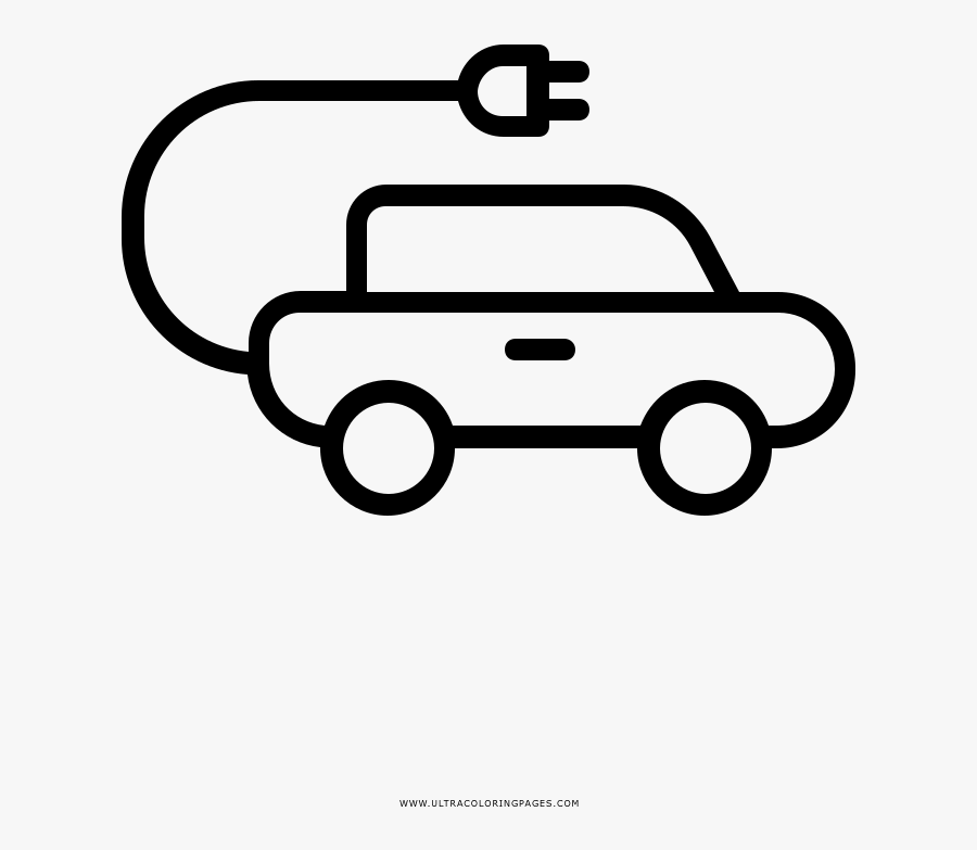 Electric Car Coloring Page - Carro Electrico Para Colorear, Transparent Clipart