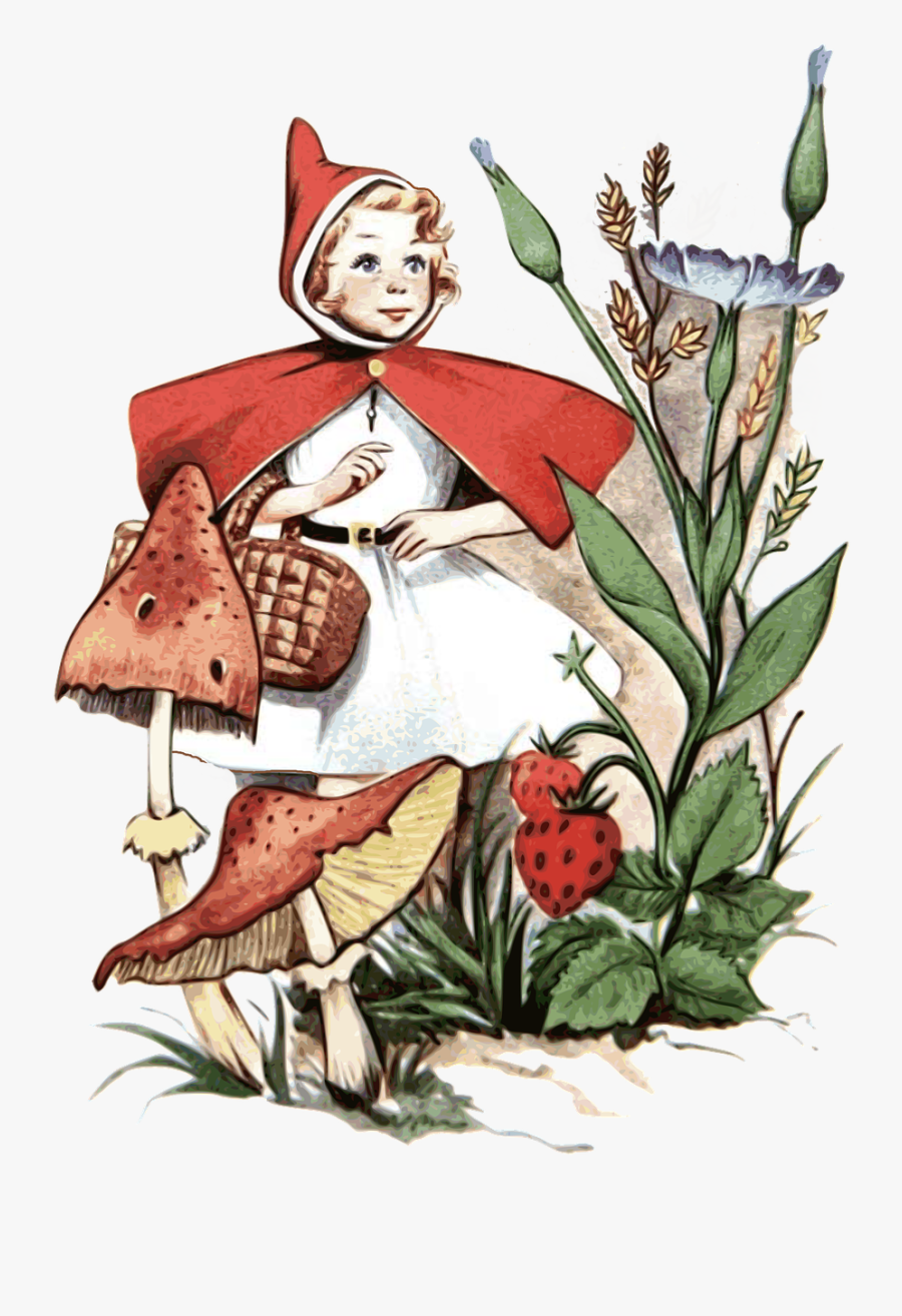 Vintage Little Red Riding Hood Clipart, Transparent Clipart