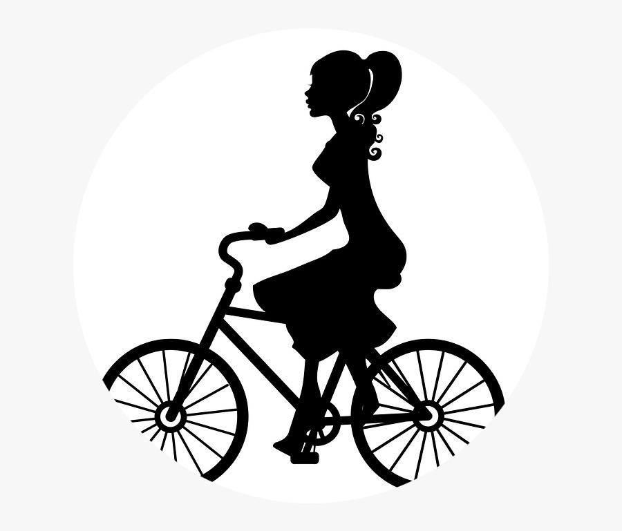 Girl On Bike Silhouette Png, Transparent Clipart