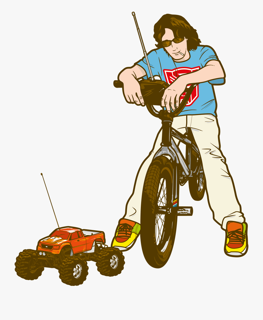 Illustration Of A Boy On A Bike, Transparent Clipart