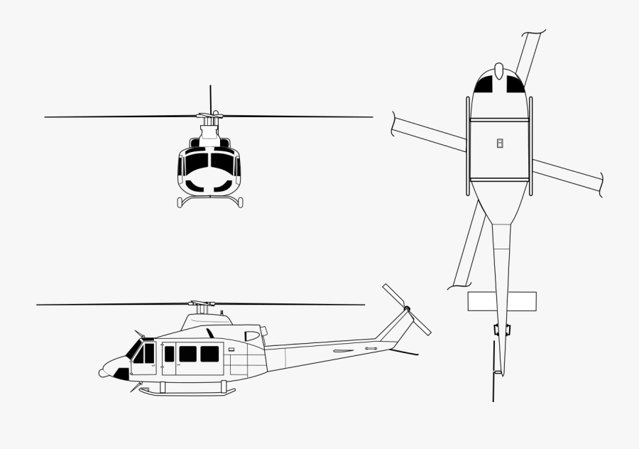 Bell Uh 1 Iroquois Bell Uh 1n Twin Huey Bell Huey Family - Huey Helicopter Front Drawing, Transparent Clipart
