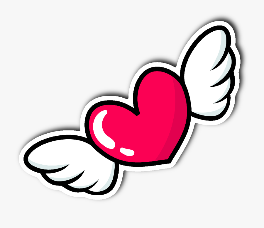 Heart With Wings Sticker, Transparent Clipart