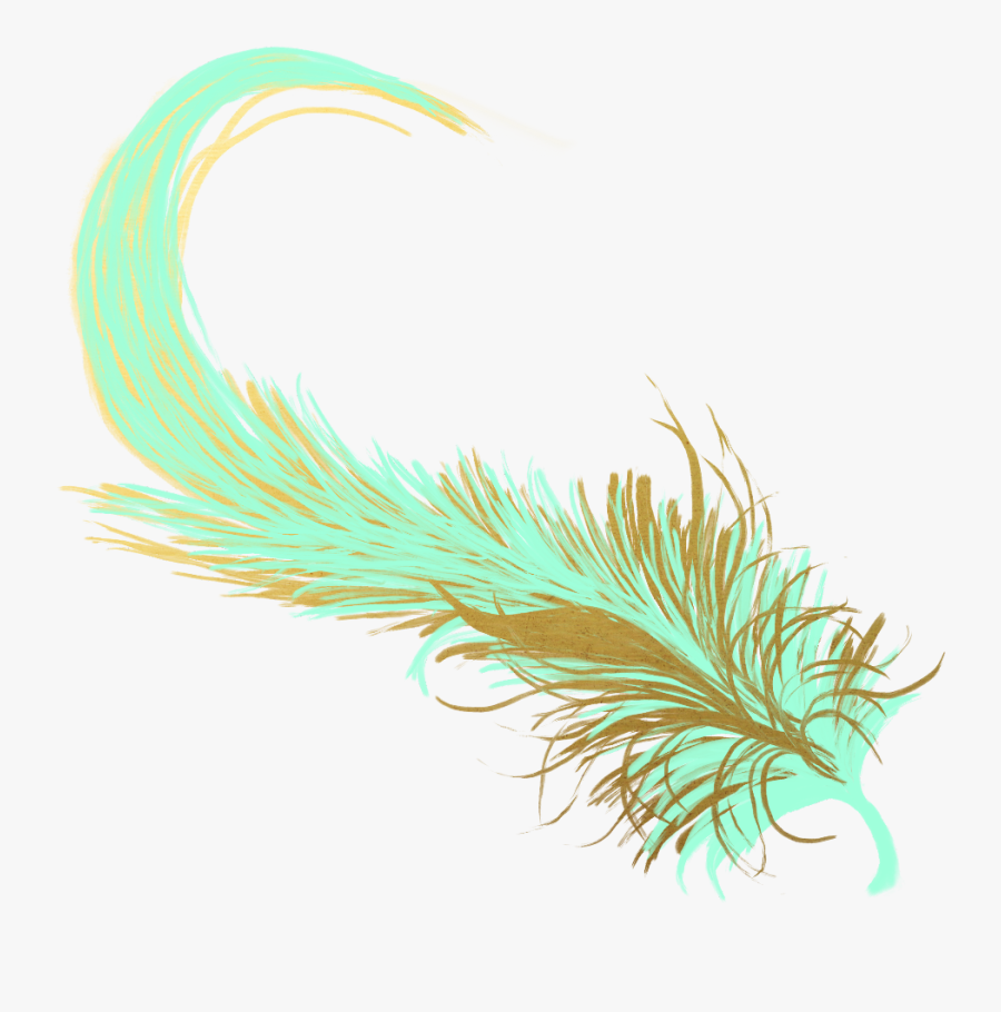 #feathers #feather #pastel #golden #gold #teal #mintgreen, Transparent Clipart